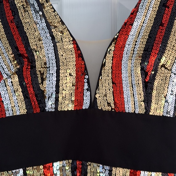 NWT NBD Revolve Star Treatment Long Sleeve Mini Dress Gold Silver Sequin XS - Picture 6 of 8